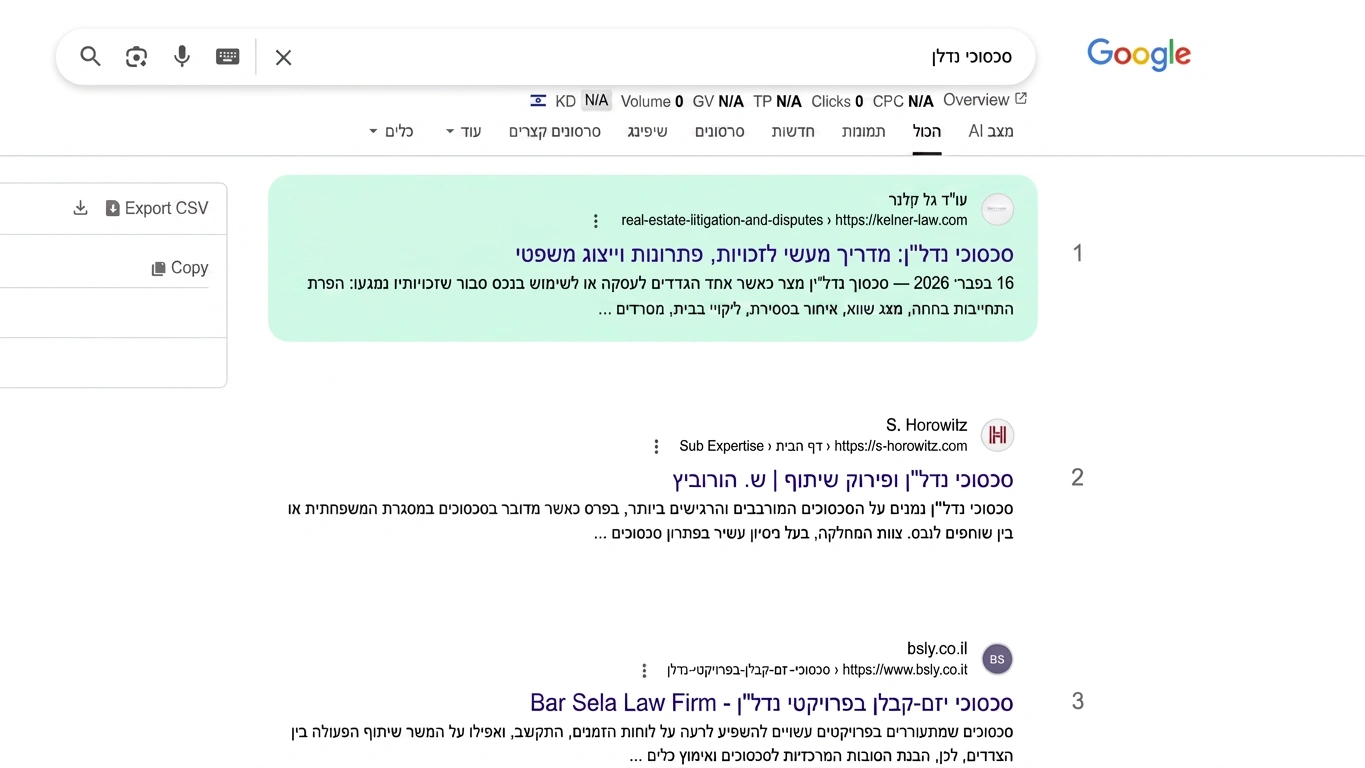 תוצאת חיפוש בגוגל עבור: סכסוכי נדל״ן